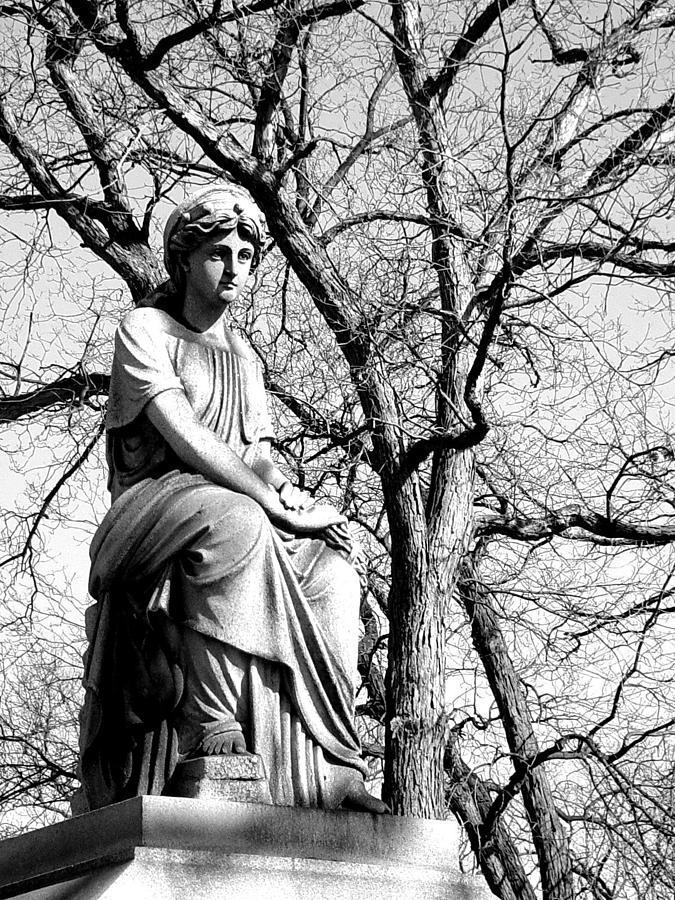 Cemetary statue b-w Photograph by Anita Burgermeister