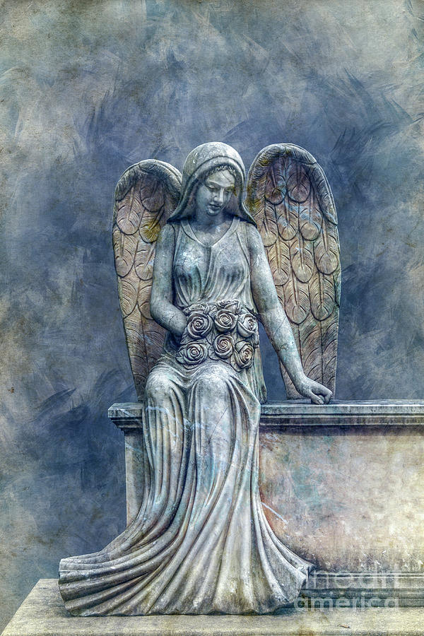 Cemetery Angel in Blue Digital Art by Randy Steele