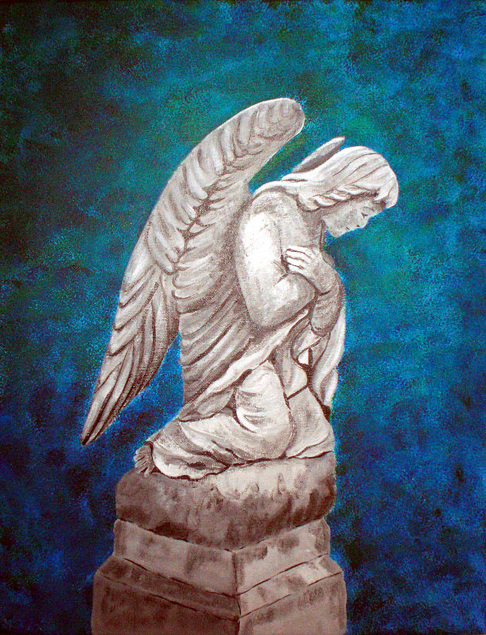 Cemetery Angel Painting by Nancy Sisco