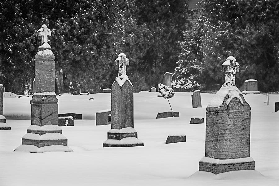 Cemetery in Snow Photograph by Joan Carroll