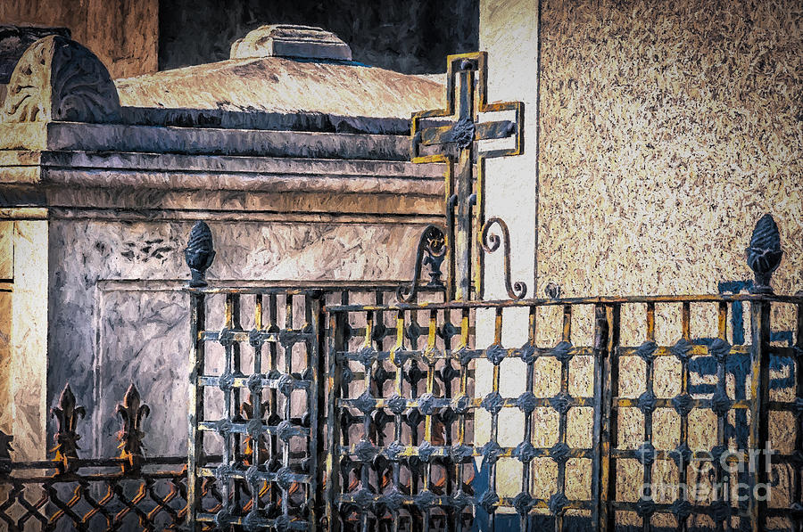 Cemetery Iron Work NOLA- painted Photograph by Kathleen K Parker
