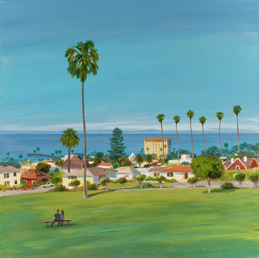 Beach Painting - Cemetery Park with couple  by Tina Obrien