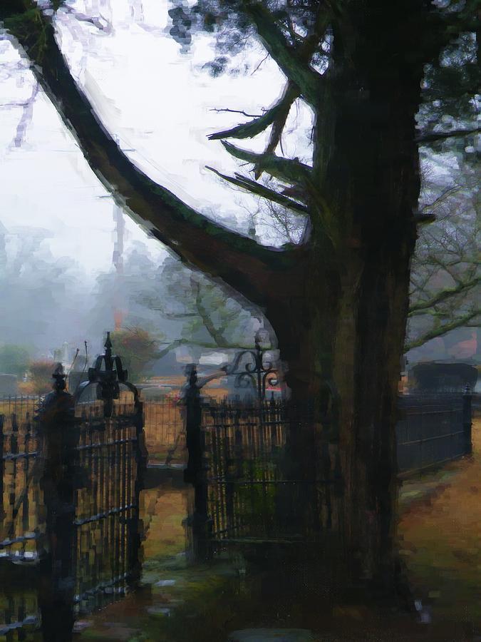 Tree Photograph - Cemetery Tree And Gate by A R Williams