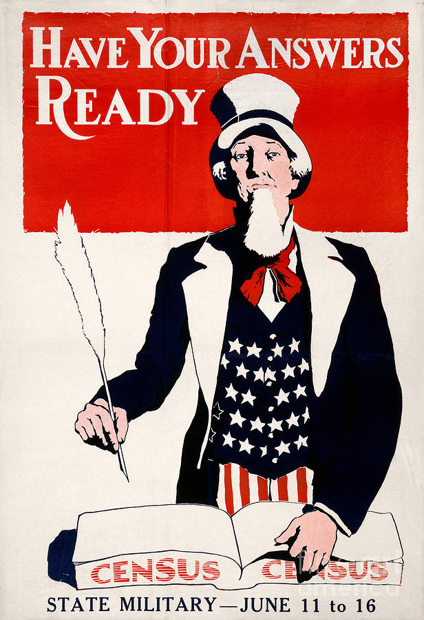Census Poster, 1917 Photograph by Granger