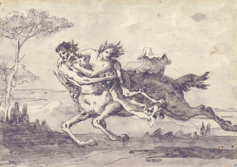 Centaur Abducting a Satyress Drawing by Giovanni Domenico Tiepolo