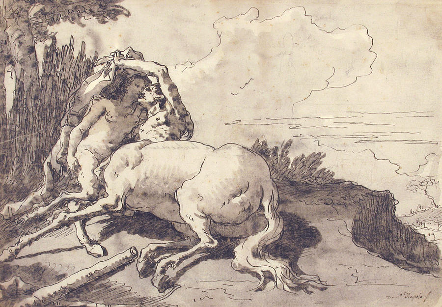 Centaur Embracing a Satyress Drawing by Giovanni Domenico Tiepolo