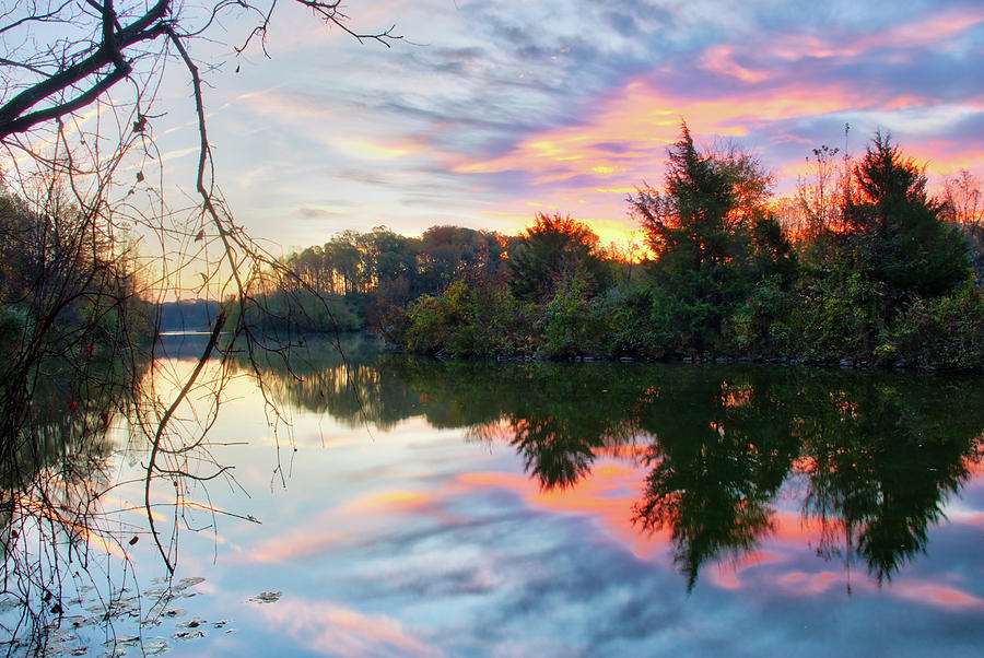 Fall Photograph - Centennial Lake at Sunrise by Mark Dodd