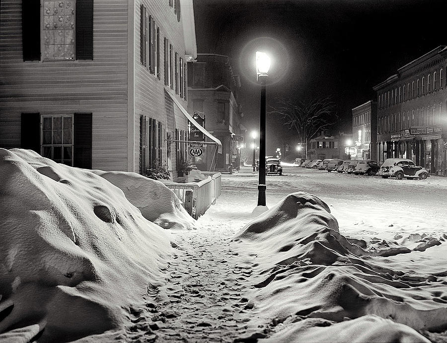 Center of town Woodstock  Vermont Medium format acetate negative by Marion Post Wolcott March 1939 Photograph by David Lee Guss