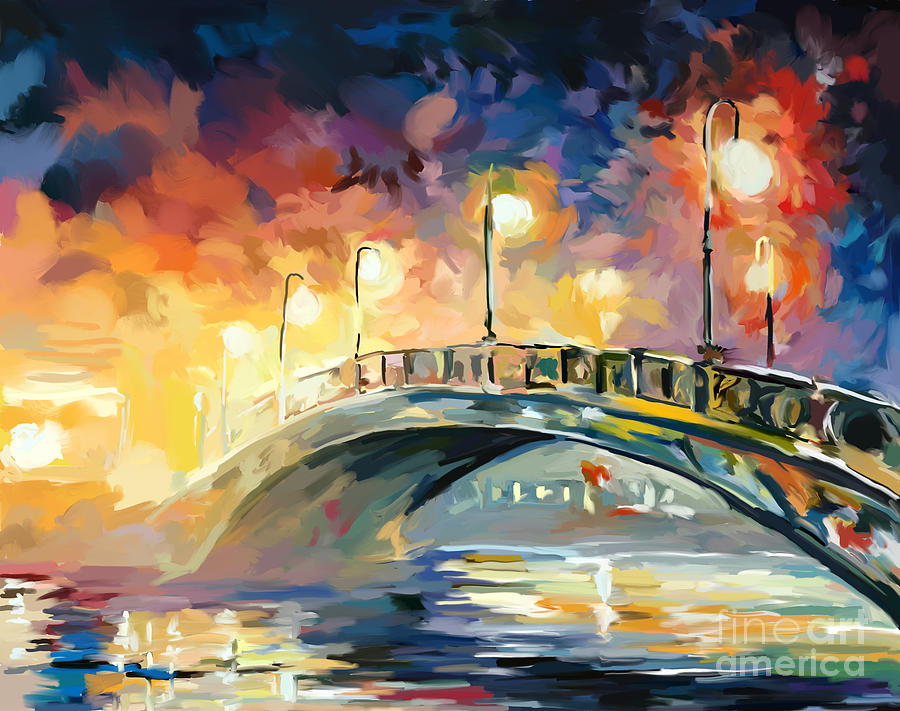 Center Park Bridge Painting by Tim Gilliland