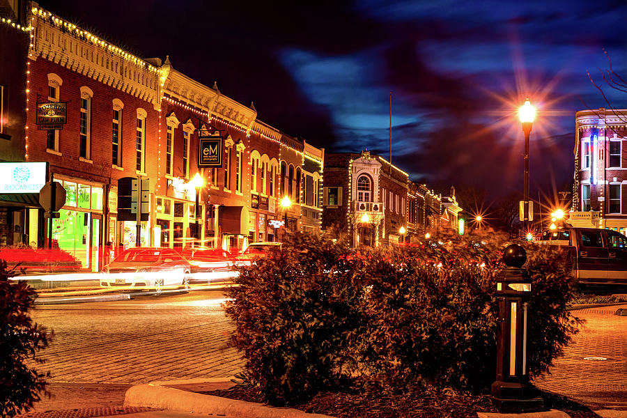 Central Avenue Lights - Bentonville Arkansas Skyline Photograph by Gregory Ballos