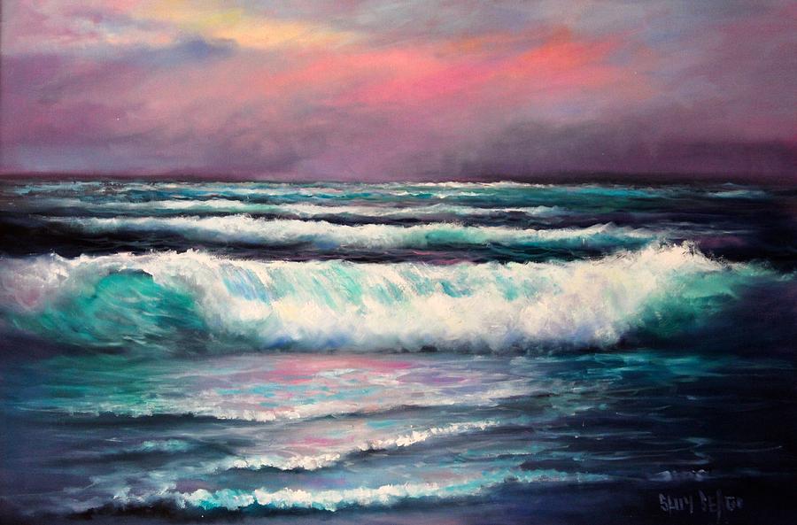 Central Coast Sunset Painting by Sally Seago - Fine Art America