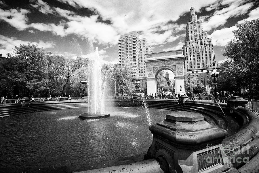 Fountain Photograph - central fountain in washington square park New York City USA by Joe Fox