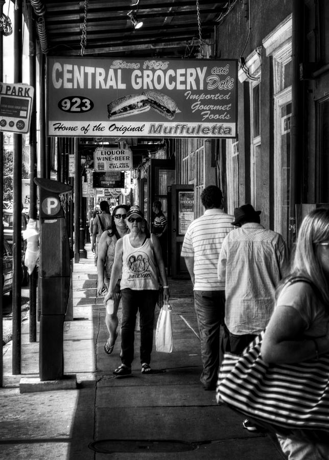 Central Grocery Muffuletta in Black and White Photograph by Greg and Chrystal Mimbs