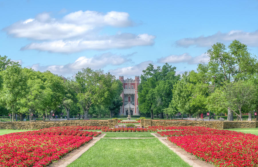 Architecture Photograph - Central Grounds and Gardens at University of Oklahoma by Ken Wolter