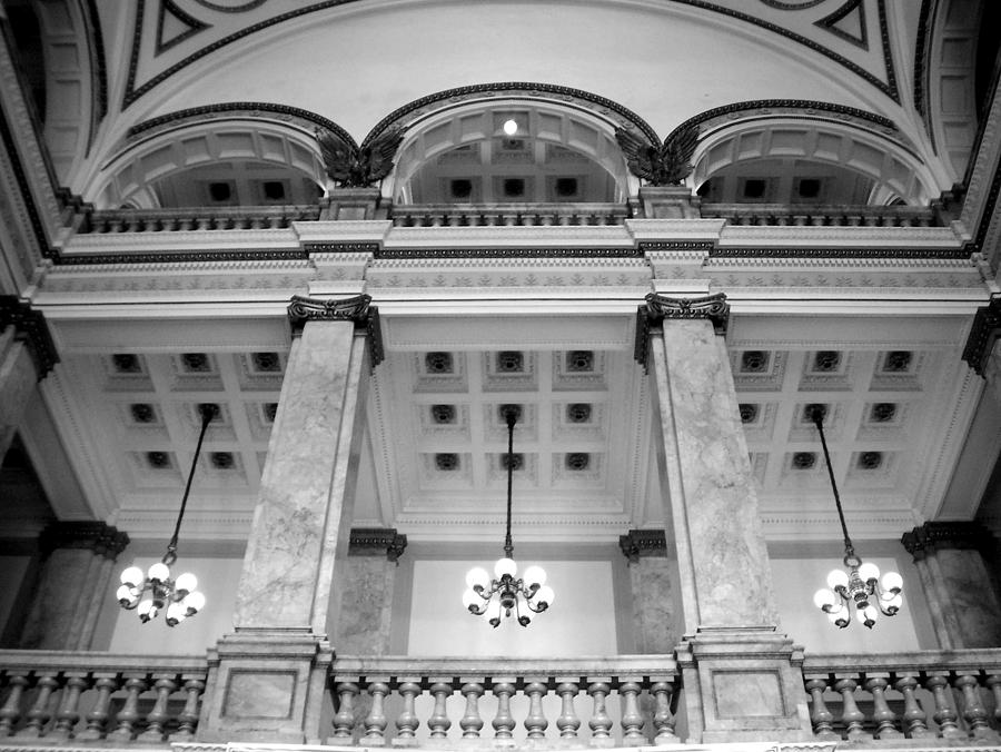 Central Library Milwaukee interior BW Photograph by Anita Burgermeister