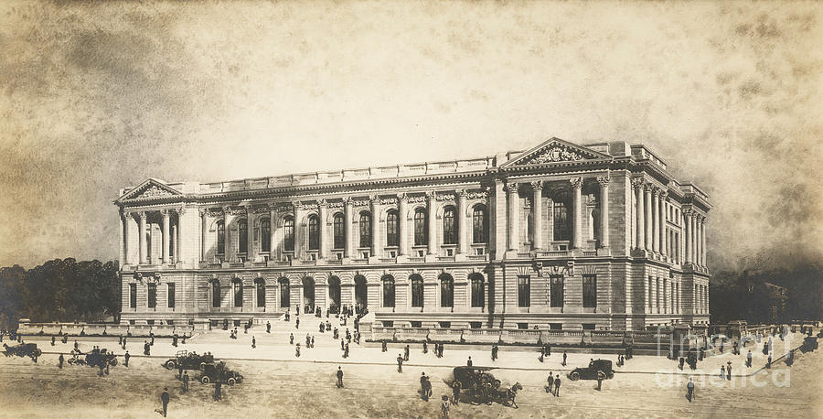 Central Library of the Free Library of Philadelphia Drawing by Jules Guerin