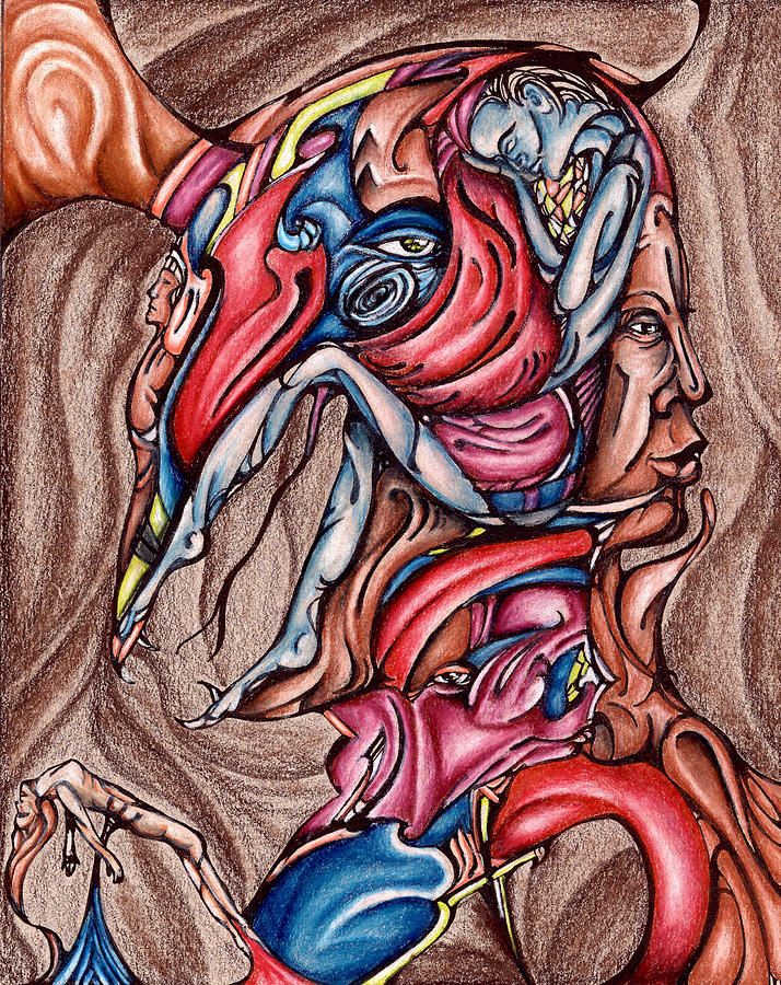 Unique Drawing - Central Pain Monster by Karen Musick