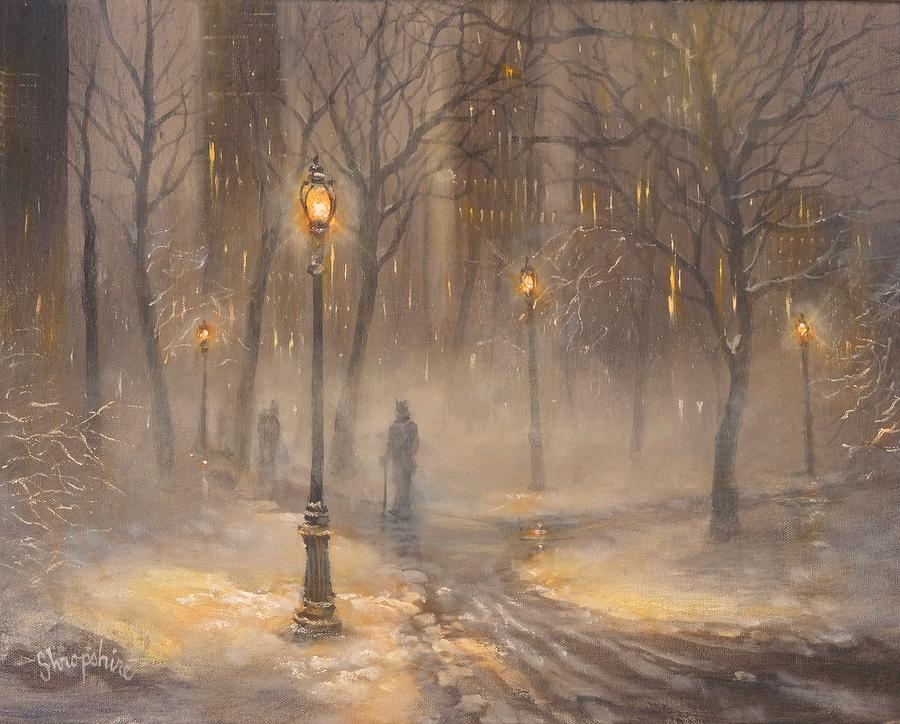 Central Park After Dark Painting by Tom Shropshire