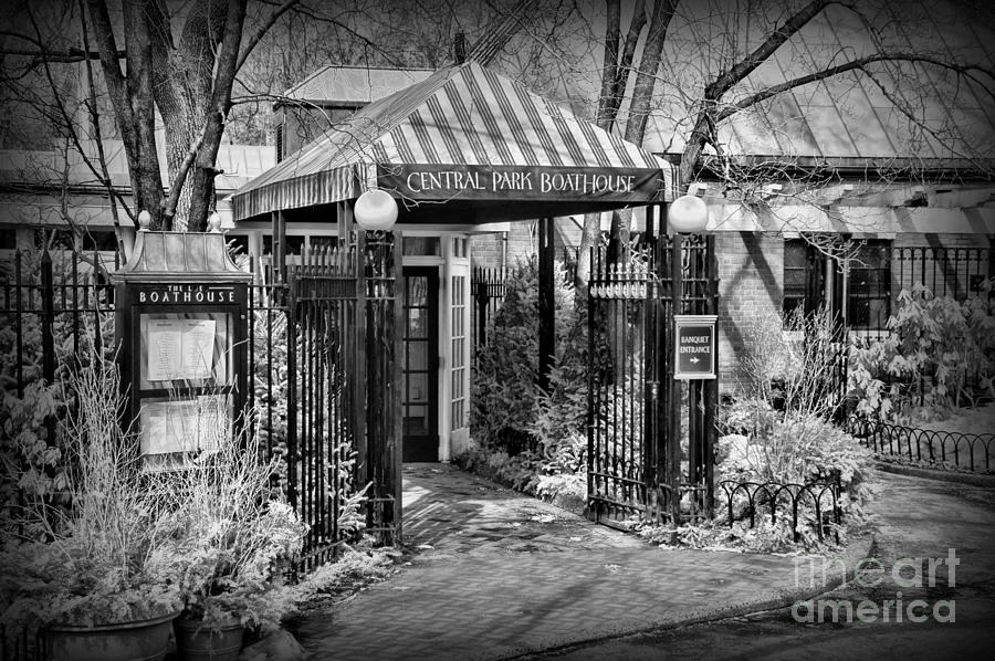 Central Park Boathouse in Black and White Photograph by Paul Ward