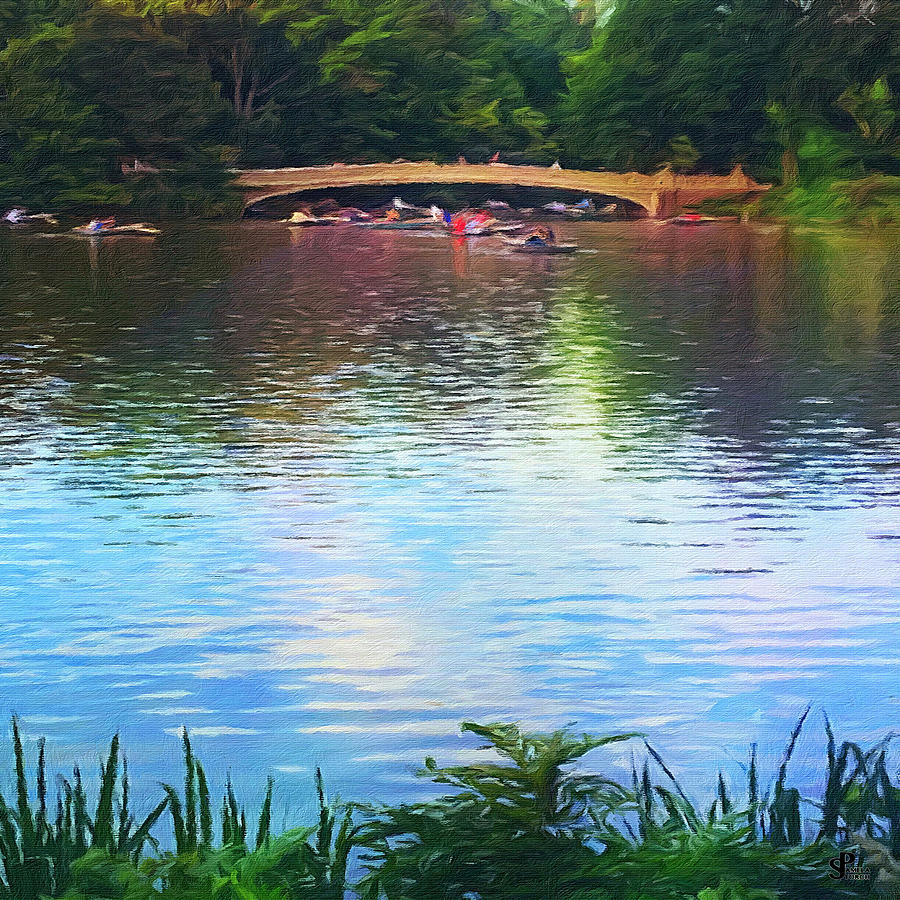 Central Park Boats on Rainbow Waters Digital Art by Pamela Storch