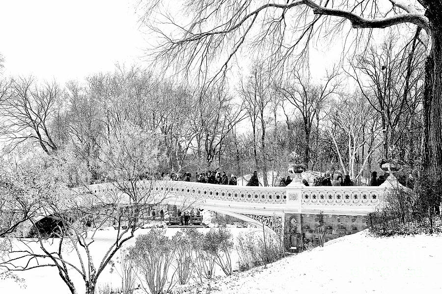 Winter Photograph - Central Park Bow Bridge Snow Scene by Regina Geoghan