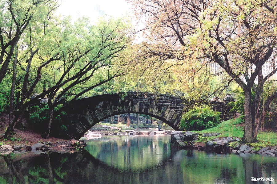 Central Park Digital Art - Central Park Bridge by Al Blackford Central Park Digital Art - Central Park Bridge by Al Blackford