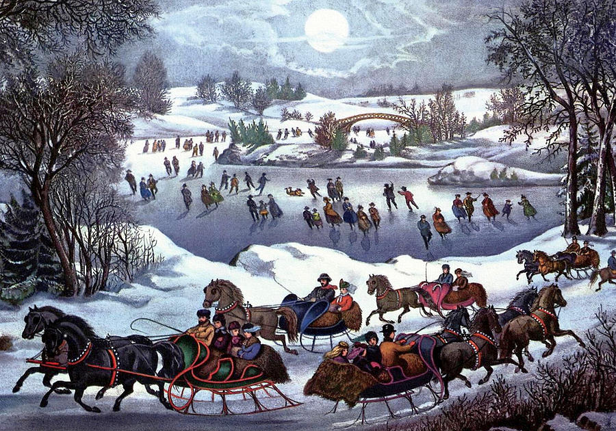 Central Park in Winter Painting by Currier and Ives