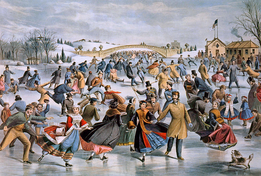 Central Park In Winter, Currier & Ives Photograph by Everett