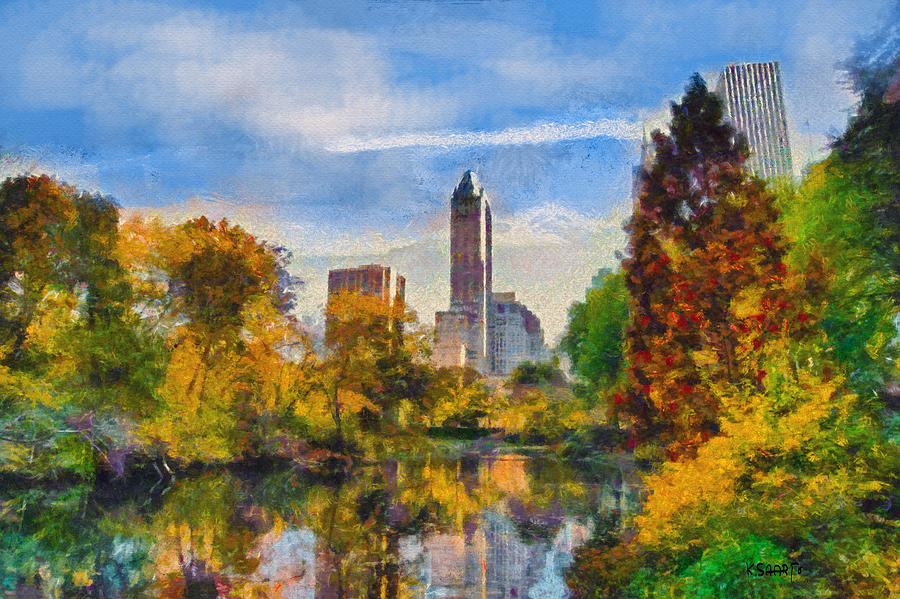 Central Park Painting by Kai Saarto