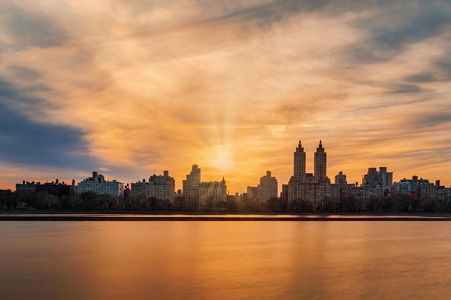 Central Park Lake NYC Skyline Photograph by Susan Candelario