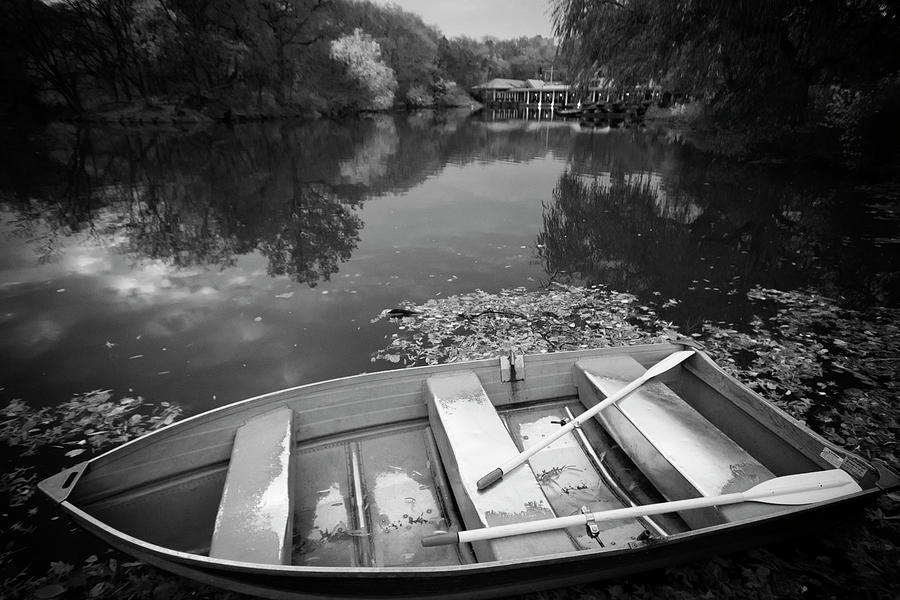 Central Park Rowboat Black And White Version Photograph