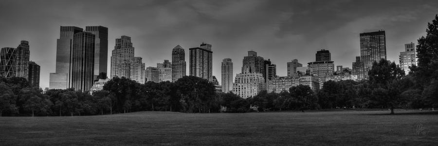 Central Park Skyline Pano 001 BW Photograph by Lance Vaughn