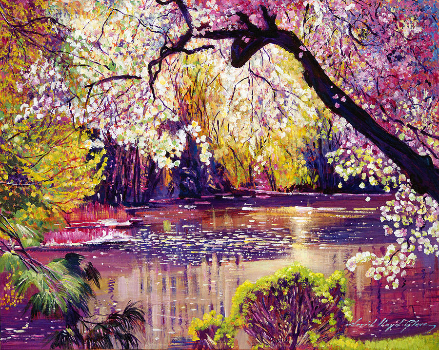 Central Park Spring Pond Painting by David Lloyd Glover