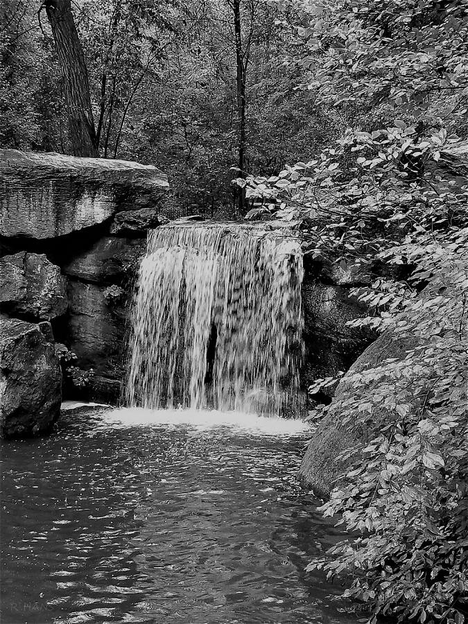 Central Park Waterfall B W Photograph by Rob Hans