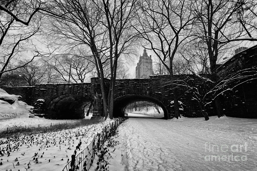 Black And White Photograph - Central Park West and the San Remo Building  by John Farnan