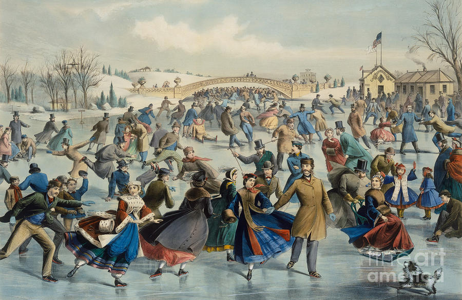 Central Park, Winter The Skating Pond, 1862 Painting by Currier and Ives