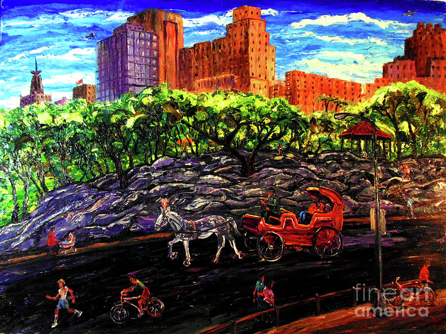 Central Park Painting - Central Park With Horse Carriage by Arthur Robins