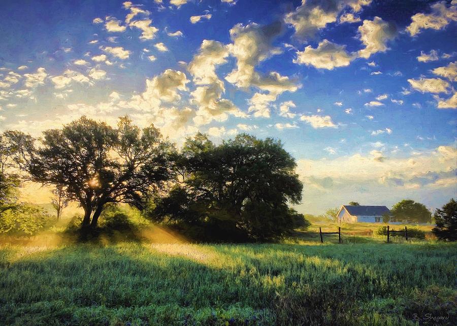 Tree Painting - Central Texas Sunrise by Brian Shepard
