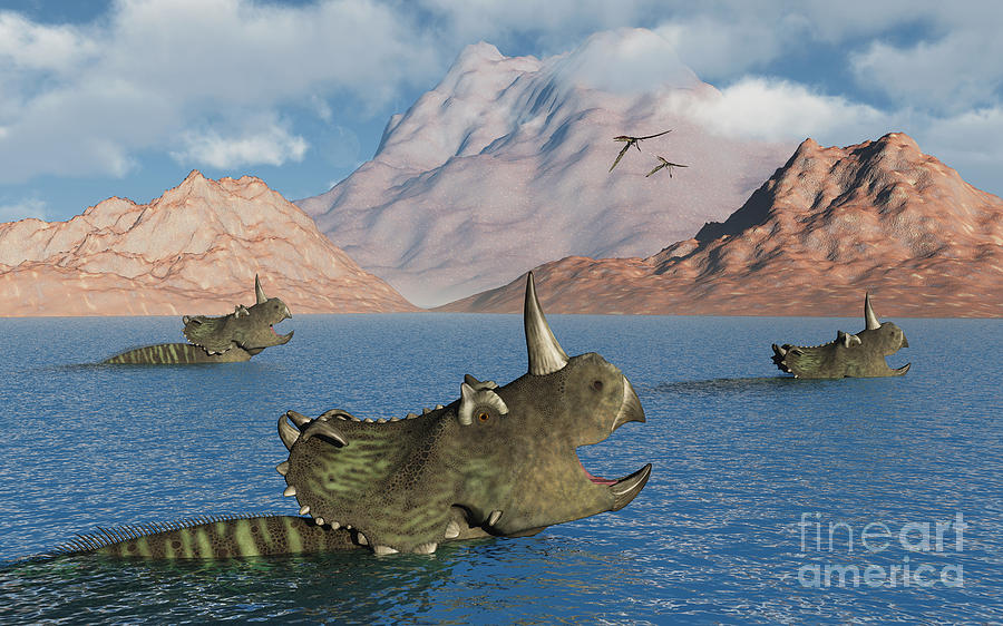 Centrosaurus Dinosaurs Migrating Digital Art by Mark Stevenson - Fine ...