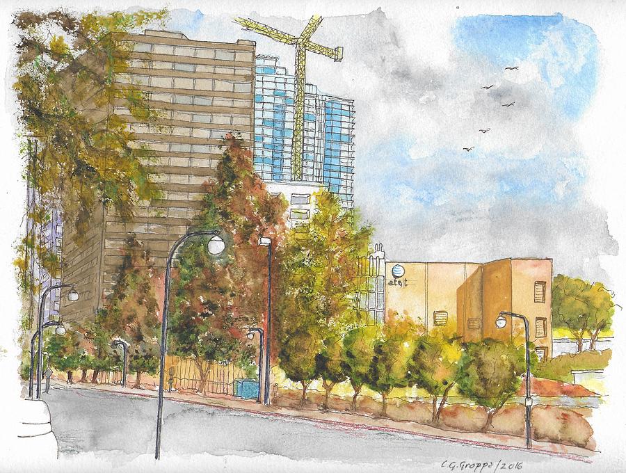 Century Park East and Santa Monica Blvd. in Century City, California Painting by Carlos G Groppa