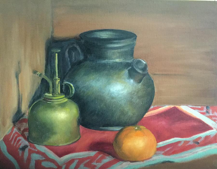 Ceramic pot still life Painting by Therese Legere