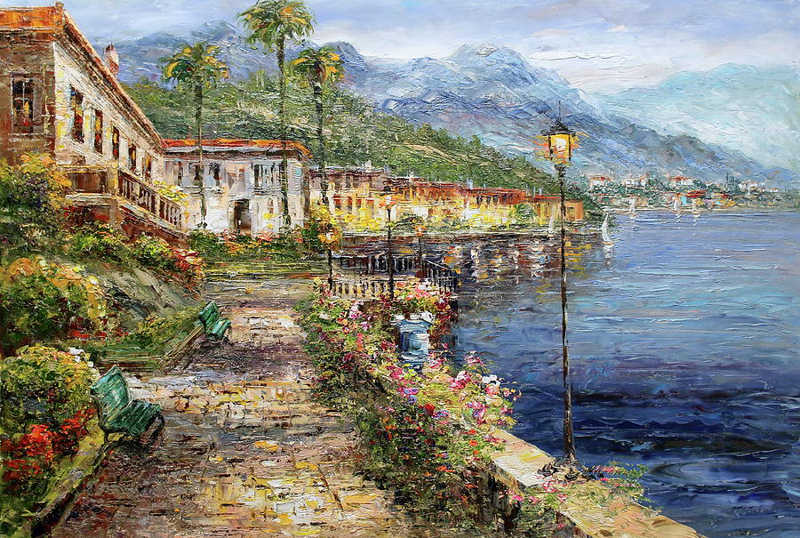 Como Painting - Cernobbio, Lake Como, Italy by Luigi Paulini