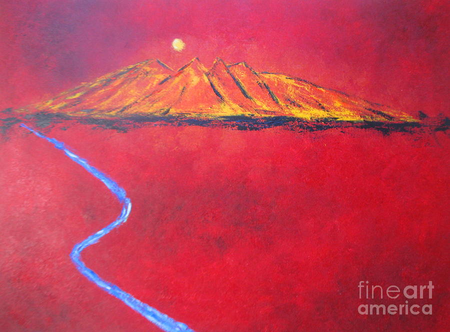 Cerro in Red Painting by Sonia Flores Ruiz
