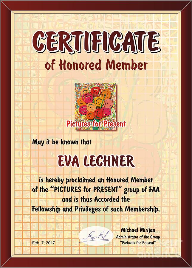 Certificate of Honored Member Photograph by Eva Lechner