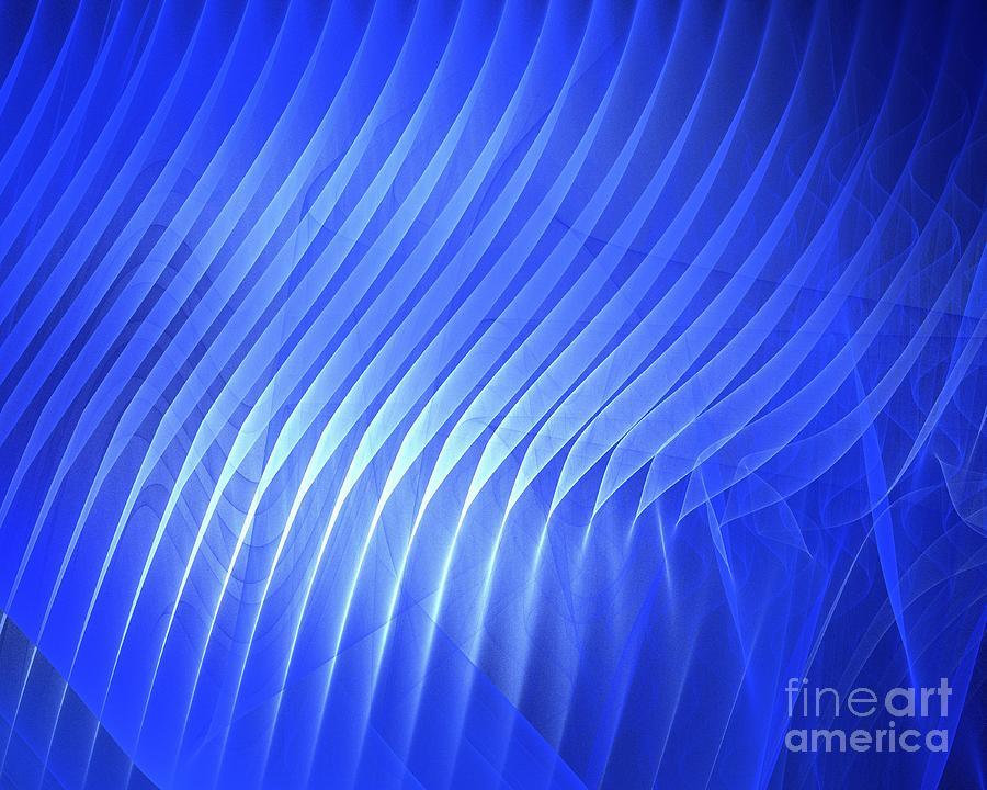 Abstract Digital Art - Cerulean Midnight Waves by Kim Sy Ok
