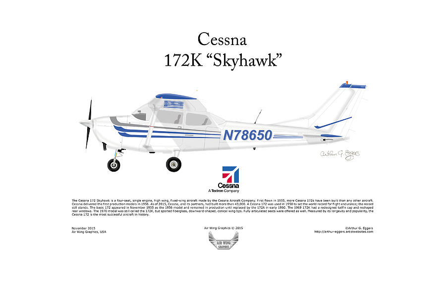 Cessna 172K Skyhawk Digital Art by Arthur Eggers