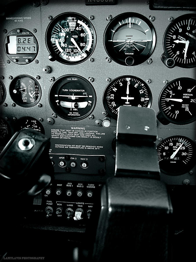 Airplane Photograph - Cessna 172SP cockpit by Lamyl Hammoudi
