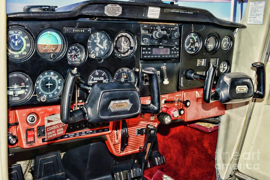 Airplane Photograph - Cessna Cockpit by Paul Ward