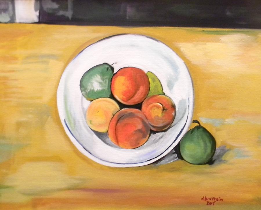 Pear Painting - Cezannes fruit bowl by Dolores Brittain