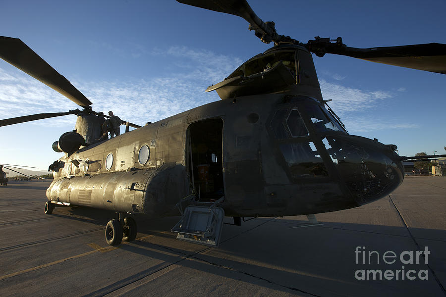 Ch-47 Chinook Helicopter On The Tarmac Photograph